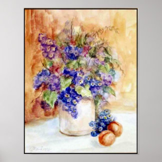 blauwe waterverf door zaziart poster