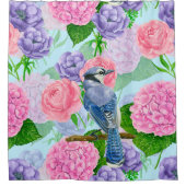 Blauwe waterverf douchegordijn (Voorkant)