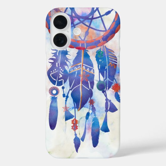 Blauwe Waterverf Drocatcher Modern Boho Case-Mate iPhone Case (Achterkant)