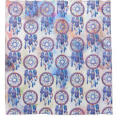 Blauwe Waterverf Drocatcher Modern Boho Douchegordijn (Voorkant)