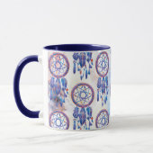 Blauwe Waterverf Drocatcher Modern Boho Mok (Links)