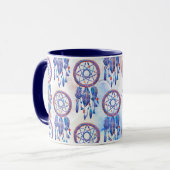 Blauwe Waterverf Drocatcher Modern Boho Mok (Voorkant links)
