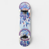 Blauwe Waterverf Drocatcher Modern Boho Skateboard (Voorkant)