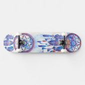 Blauwe Waterverf Drocatcher Modern Boho Skateboard (Horizontaal)