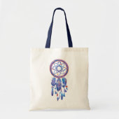 Blauwe Waterverf Drocatcher Modern Boho Tote Bag (Voorkant)