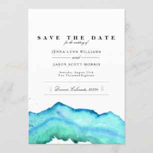 Blauwe Waterverf   Elegant Sla de datum op Save The Date