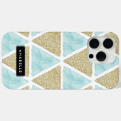 Blauwe Waterverf en bedrukte glitterdriehoeken Case-Mate iPhone Case (Achterkant (horizontaal))