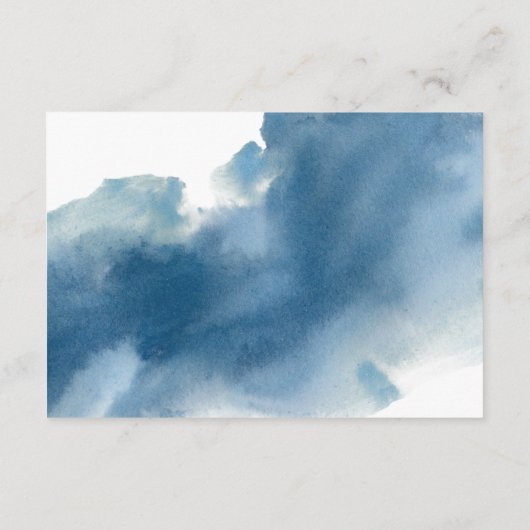 Blauwe Waterverf en Bloemen Bruiloft Receptie & Informatiekaartje (Achterkant)