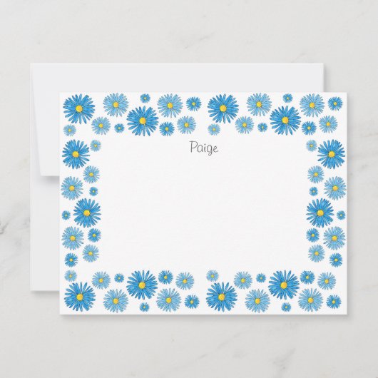 Blauwe Waterverf en gebluste pennen Lijst Notitiekaartje (Voorkant)