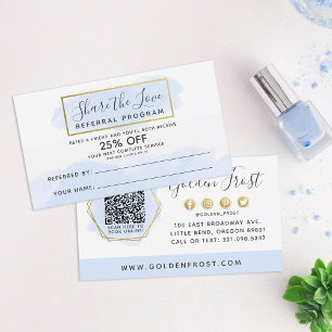 Blauwe Waterverf en gouden referentiegrootcode Visitekaartje