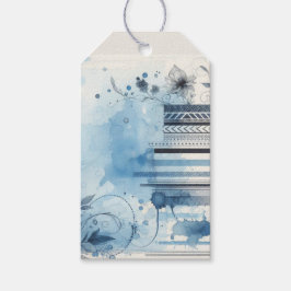 Blauwe Waterverf Ephemera Cadeaulabel