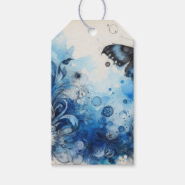 Blauwe Waterverf Ephemera Cadeaulabel