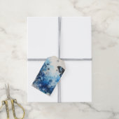 Blauwe Waterverf Ephemera Cadeaulabel (Met Touw)