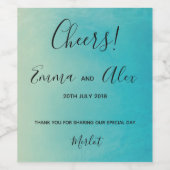 Blauwe Waterverf | Etiket wijnfles (Enkel label)