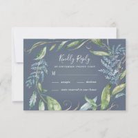 Blauwe Waterverf Eucalyptus groen krans bruiloft