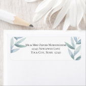 Blauwe Waterverf Eucalyptusbladeren Etiket (Insitu)