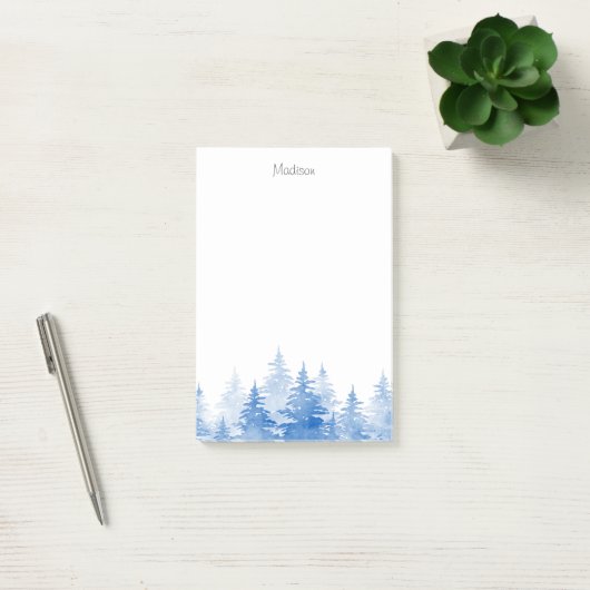 Blauwe Waterverf Evergreen Trees Post-it® Notes (Kantoor)
