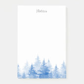 Blauwe Waterverf Evergreen Trees Post-it® Notes (Voorkant)