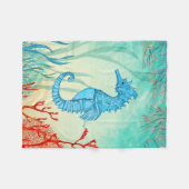 Blauwe waterverf fleece deken (Voorkant (Horizontaal))