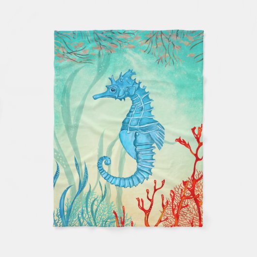 Blauwe waterverf fleece deken (Voorkant)