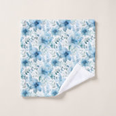 Blauwe Waterverf Floral Bad Handdoek (Wasdoekje)