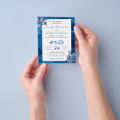 Blauwe Waterverf floral Elegant Wedding budget Flyer (Hand)