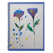 Blauwe Waterverf Floral Notitieboek