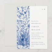 Blauwe Waterverf Floral Peacock Vrijgezellenfeest Kaart (Voorkant / Achterkant)