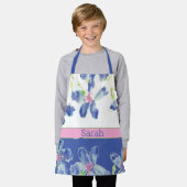 Blauwe Waterverf Floral Schort (Gedragen)