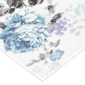 blauwe Waterverf Floral Table Runner Korte Tafelloper (Hoek)
