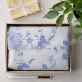 Blauwe Waterverf Floral Tissuepapier (Geschenk)