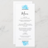 Blauwe Waterverf Floral Wedding Menu (Voorkant / Achterkant)