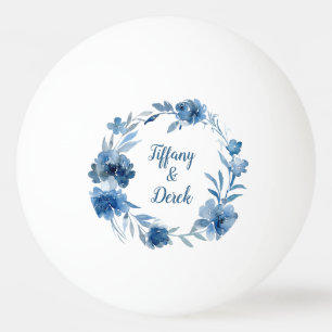 Blauwe Waterverf Floral Wedding Pingpongballen