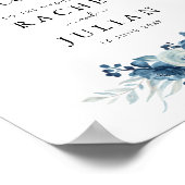 Blauwe waterverf florale bruiloft poster (Hoek)