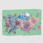 Blauwe Waterverf florale Groene Womens Golfhanddoek (Horizontaal)