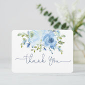 Blauwe waterverf florje dank je kaart (Staand voorkant)