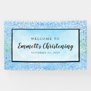 Blauwe Waterverf gepersonaliseerde doop Spandoek