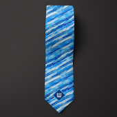 Blauwe Waterverf Gestreept Stropdas