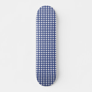 Blauwe Waterverf Gingham Skateboard