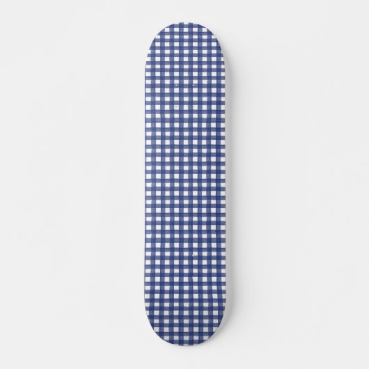 Blauwe Waterverf Gingham Skateboard (Voorkant)
