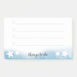 Blauwe Waterverf golfslagzeemeermin om lijst uit t Post-it® Notes