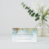 Blauwe Waterverf gouden bruiloft website Informatiekaartje (Staand voorkant)