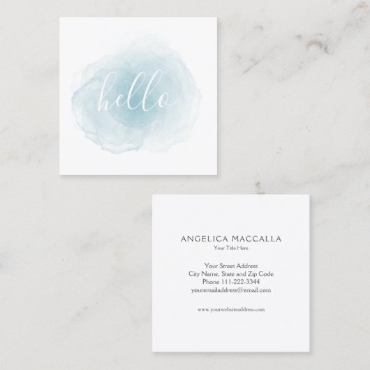 Blauwe Waterverf Hallo Visitekaartje (Voorkant / Achterkant)