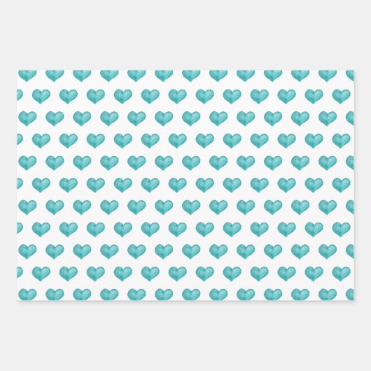 Blauwe Waterverf hart en bladeren Inpakpapier Vel (Voorkant 3)