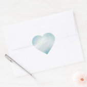 Blauwe waterverf hart sticker (Envelop)