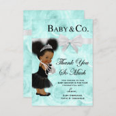 Blauwe Waterverf Hartelijk dank Baby shower Bedankkaart (Voorkant / Achterkant)