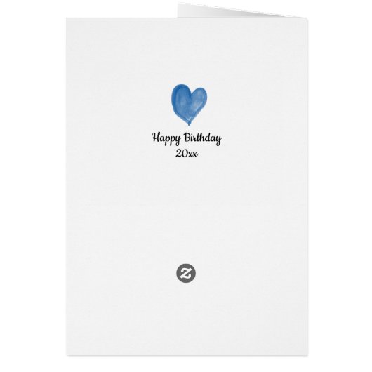 Blauwe Waterverf Hartslag 34e verjaardag (Achterkant)