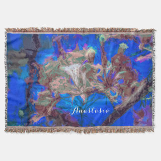 Blauwe Waterverf Hibiscus Flowers Deken