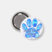Blauwe Waterverf Hondenpoot Print Custom Magneet (Voorkant / Achterkant)
