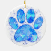 Blauwe Waterverf hondenpootafdruk Keramisch Ornament (Achterkant)